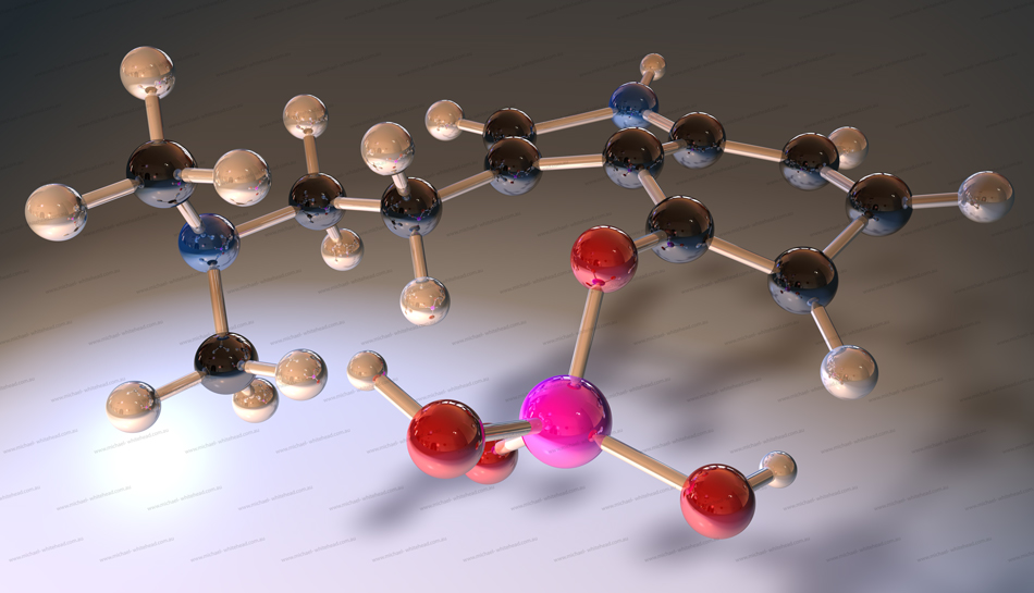 Psilocybin molecule 3D - Michael Whitehead: Illustrator, Artist, Designer